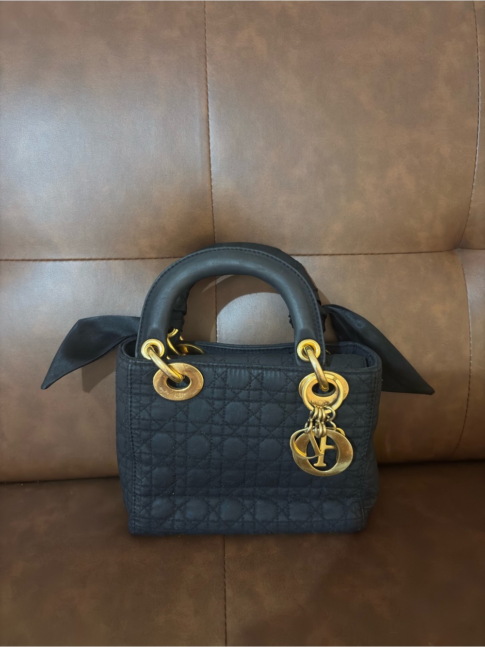 Vintage Christian Dior Lady Dior Bag Nylon Mini Black